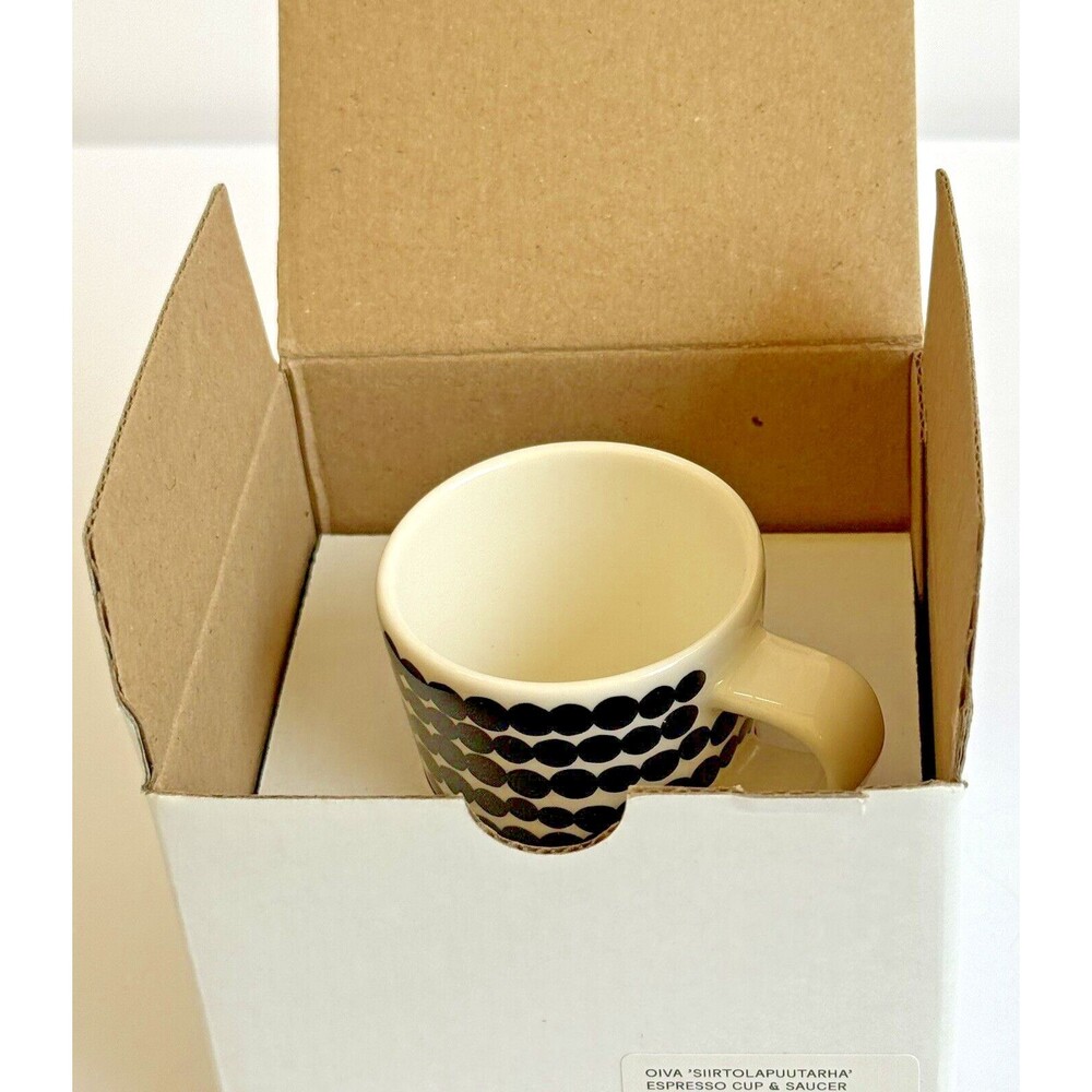 NEW Marimekko - Oiva/Siirtolapuutarha Espresso Cup And Plate 10x10 cm - 065322 -